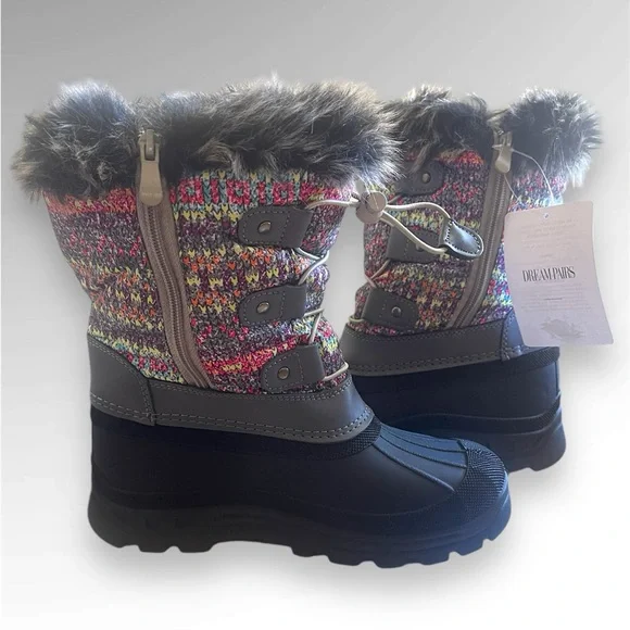 DREAM PAIRS Snow Boots Kids Insulated Waterproof Mid-Calf Boots Size 3 Big Kids - Picture 3 of 10